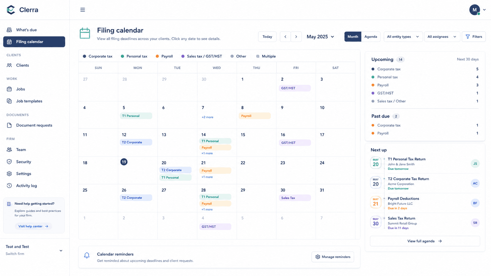 Clerra filing calendar
