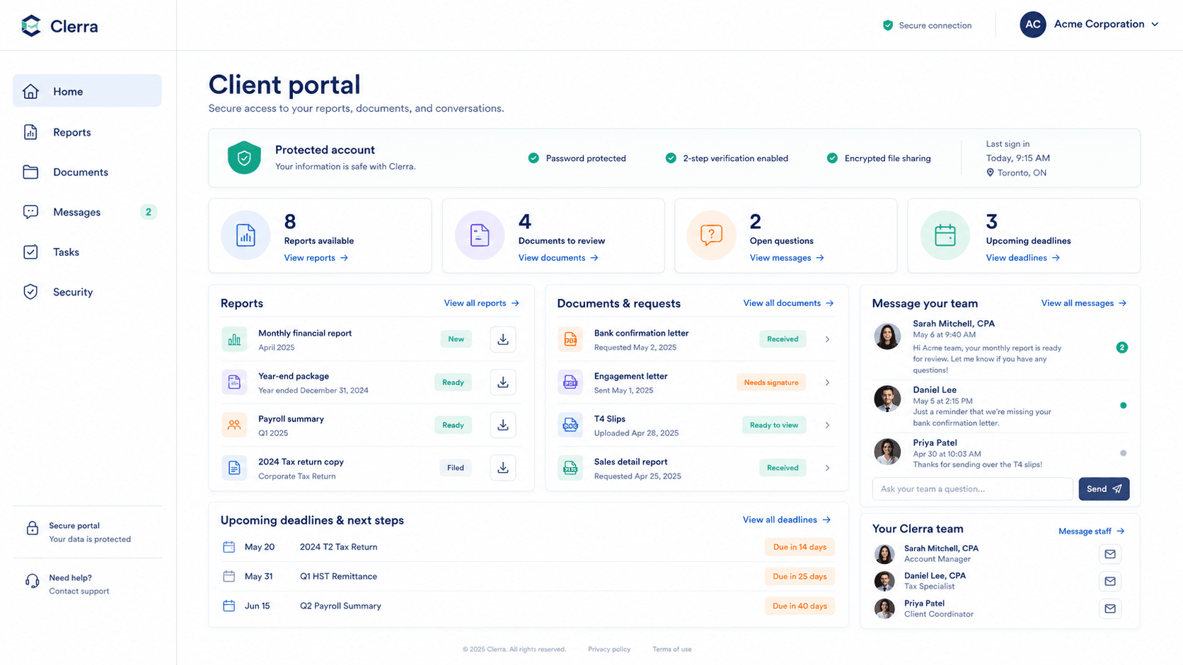 Clerra client portal